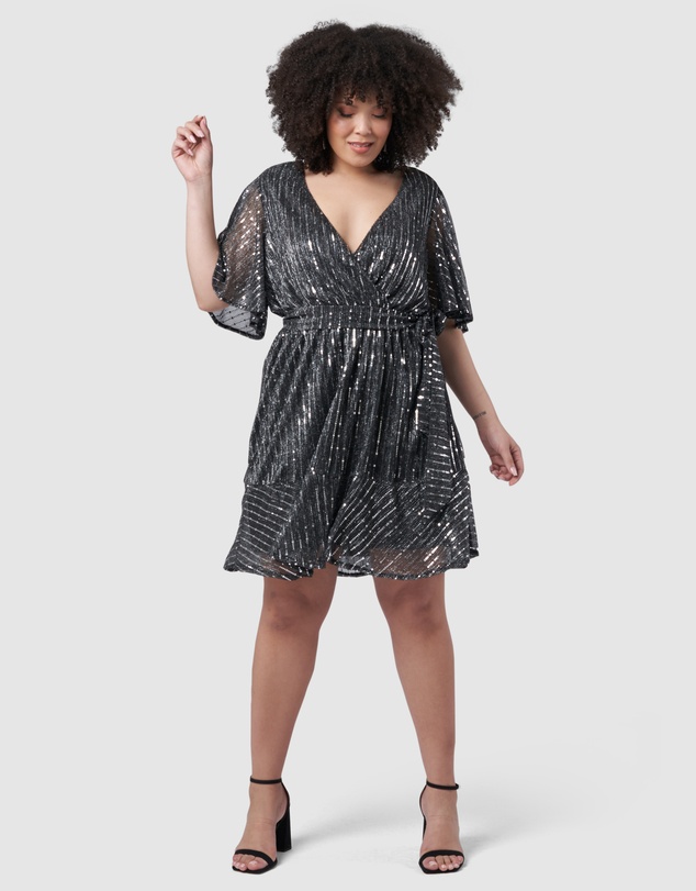 Pink Dusk by Curve Project - Glow Frill Hem Mini Dress