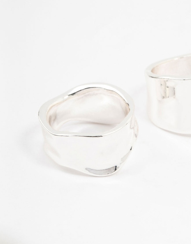 Lovisa - Silver Plated Large Molten Rings 2-Pack