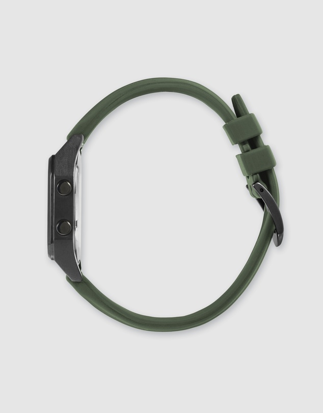 Maxum - Raglan Tide Watch – Black Case, Black Dial & Green Silicone Strap
