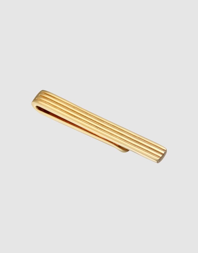 Kuzzoi - ICONIC EXCLUSIVE - Tie Pin Men grooves design in 925 sterling silver gold plated