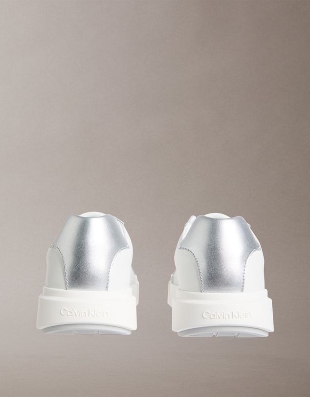 Calvin Klein - CK Avenue Leather Silver Tab Sneakers