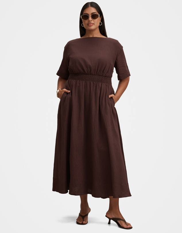 Mimi Curve Elastic Waist Midi Dress by Forever New Curve Online | THE  ICONIC | Australia