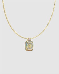 GUESS - 53mm Lion Pave Charm Necklace