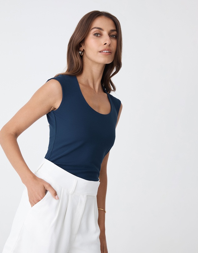Forcast - Soho Rounded Square Neck Top