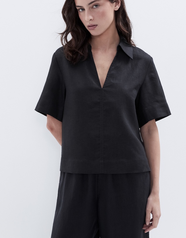 UNISON - Collared Linen Top