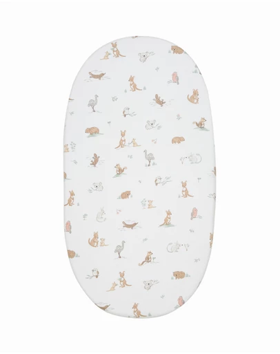 Living Textiles - Organic Bassinet Fitted Sheet - Australiana