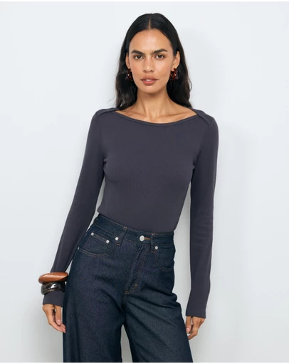 AERE - Sara Long Sleeve Rib Top