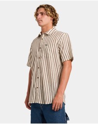 Volcom - Mens Arvostripe Woven Short Sleeve Shirt