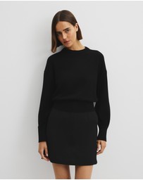 Country Road - Organically Grown Cotton Blend Crop Crew Neck Knit