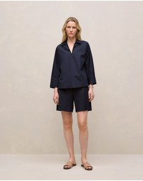 Trenery - Fine Poplin Popover Shirt in Night Sky