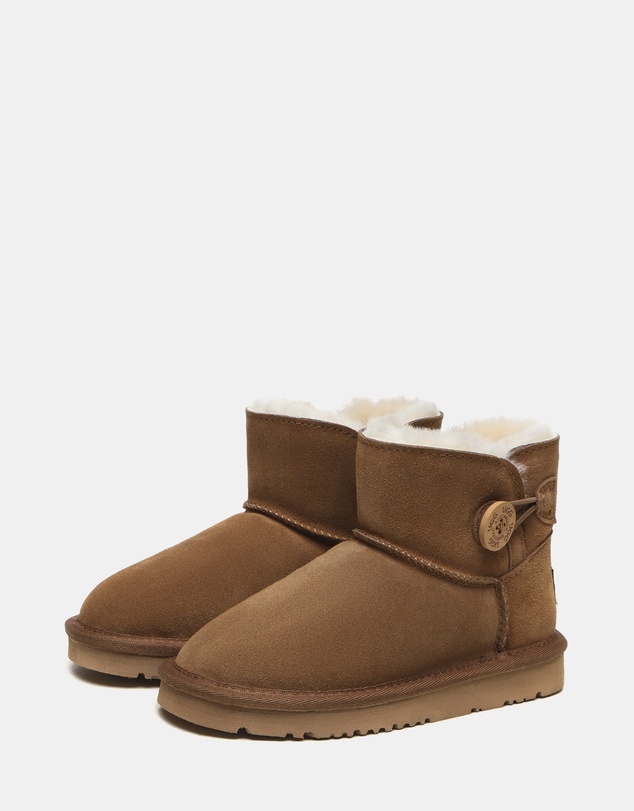 EVERAU - Australian Shepherd Ugg Nolan Kids Mini Button Cow Suede Upper UGG Boots