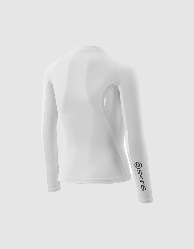 SKINS - Youth Compression Long Sleeve Top - White