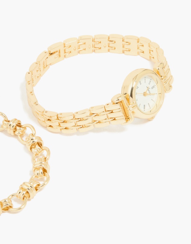 Lovisa - Gold Chain Bracelet & Watch Set
