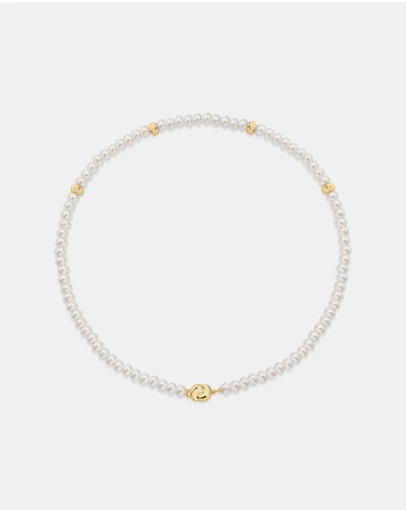 Ania Haie - Gold Glass Pearl Beaded Twist Station Necklace