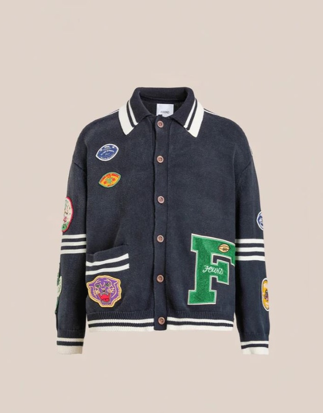 Found - Varsity Patch Collared Cardigan