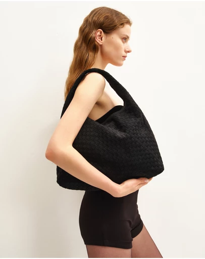 JW PEI - laura Faux Suede Woven Shoulder Bag