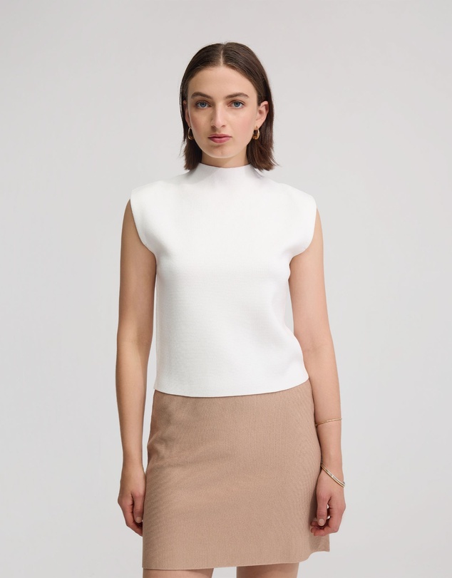 Oxford - Pepper Knitted Funnel Collar Top