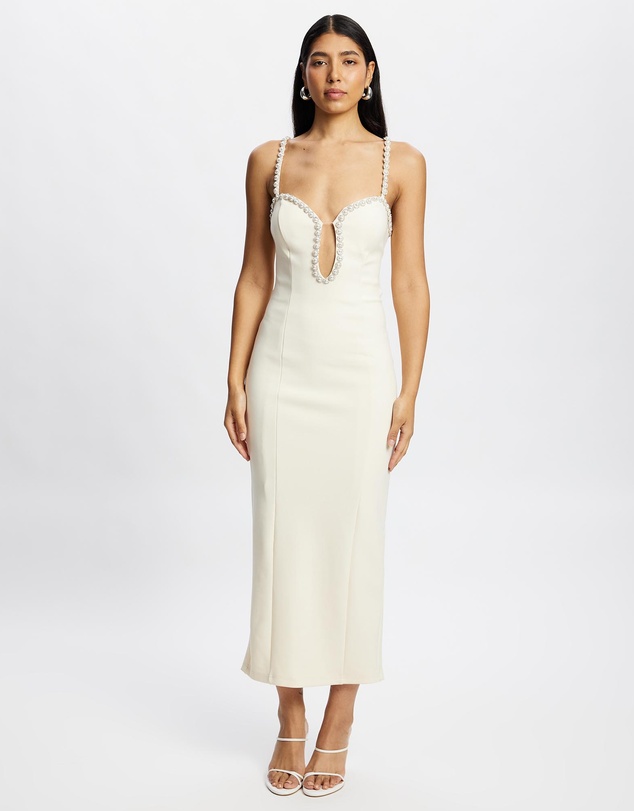 Romance by Honey and Beau - Gisella Pearl Detail Midi Dress