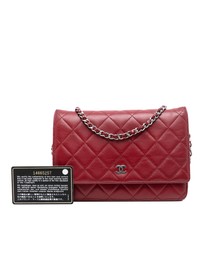 Pre-Loved by Azura Reborn - Pre-Loved CC Quilted Lambskin Wallet on Chain
