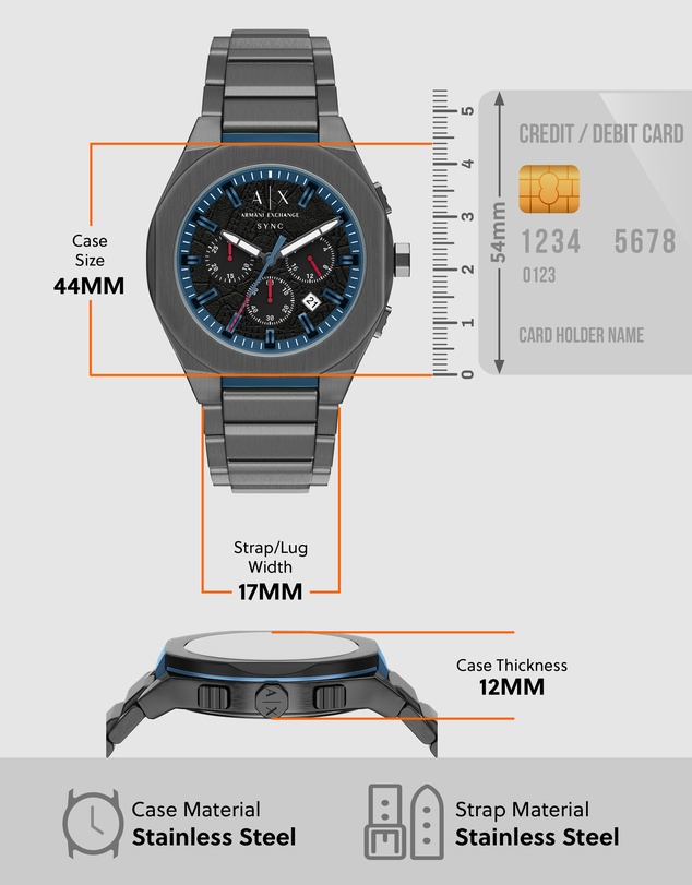 Armani Exchange - Gun-Metal Chronograph Watch