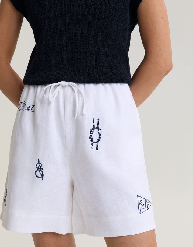 Sportscraft - Ariana Embroidered Linen Short