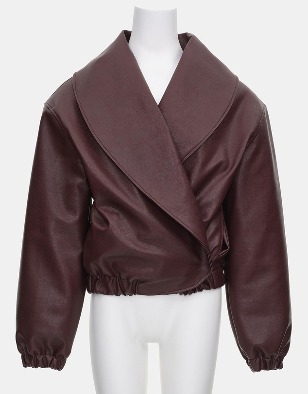 Source Unknown - Eleni Faux Leather Bomber Jacket