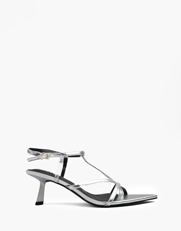 RAID - Layne Pointed Toe Kitten heeled sandals in Silver