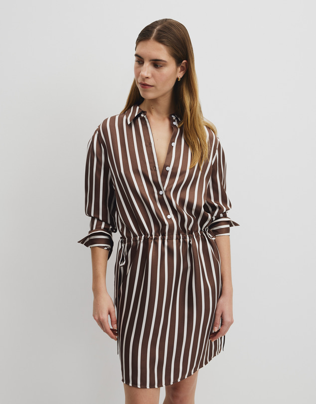 Country Road - Silk Stripe Gather Mini Dress