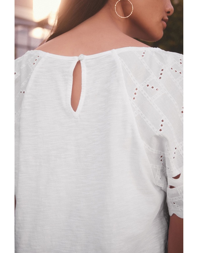NEXT - Broderie Short Sleeve Ric Rac Top