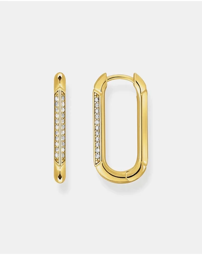 THOMAS SABO - Golden Hoop Earrings with White Zirconia