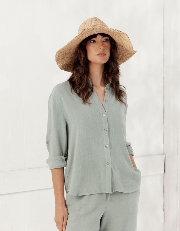 Morgan & Taylor - Arlo Crochet Raffia Wide-Brim Fedora in Natural Beige