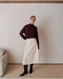 Trenery - Natural Seed Denim Panelled Skirt in Ecru