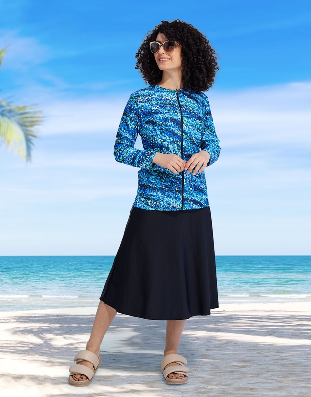 Modest Mermaid - Splash zip 3/4 sleeve swim top SPF50+