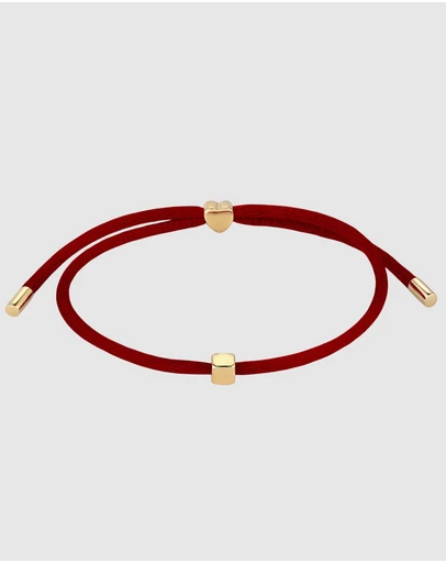 Elli Jewelry - Heart Charm Red Satin Bracelet