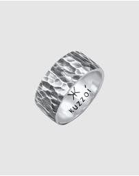 Kuzzoi - ICONIC EXCLUSIVE - Ring Strap Hammered Oxidized Solid in 925 Sterling Silver