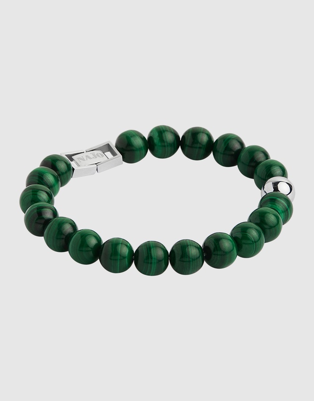 Najo - Atlas 10mm Malachite & Steel Bracelet
