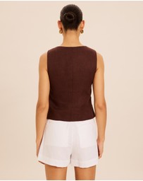 AERE - Linen Asymmetric Crew Neck Vest