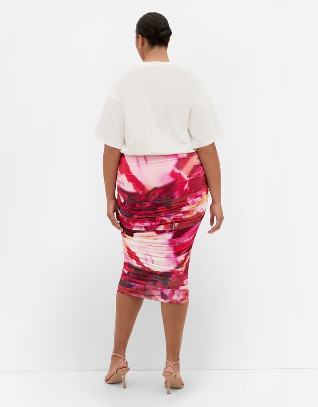 City Chic - Livia Ruched Print Skirt