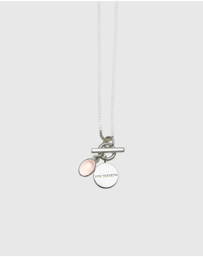 Von Treskow - Box Chain Necklace with Oval Rose Quartz