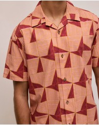 Trenery - Escher Camp Collar Shirt in Crimson