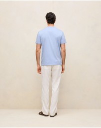 Trenery - Cotton Marle Crew T-shirt in Chalk Blue