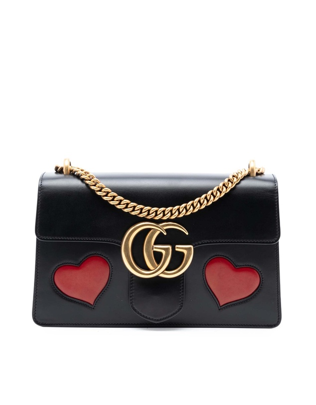 Pre-Loved by Azura Reborn - Pre-Loved Medium GG Marmont Leather Malaga Kid Heart Patch Chain Flap