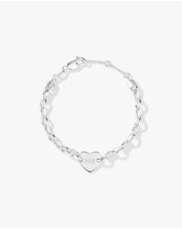 Michael Hill - Heart Disc Oval Belcher Bracelet in Sterling Silver