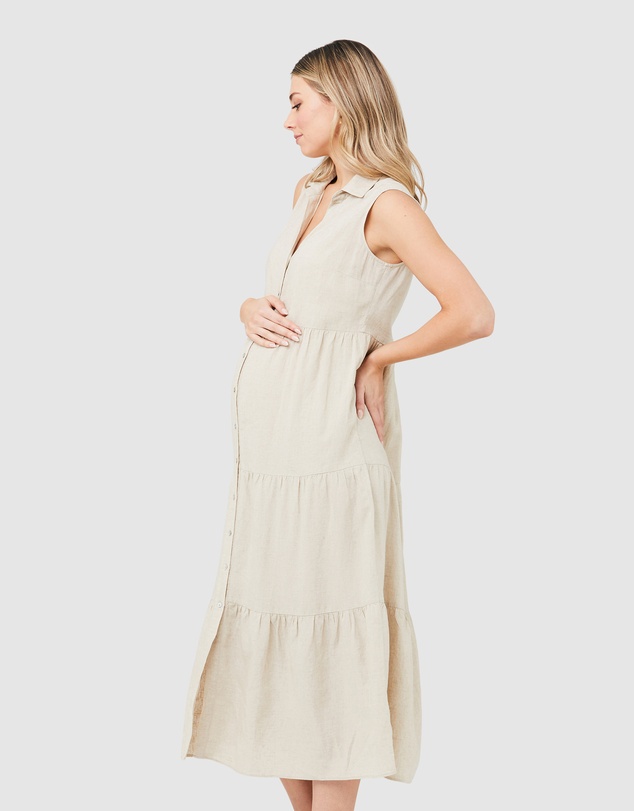 Ripe Maternity - Tracy Tiered Linen Dress