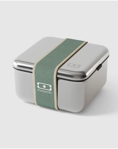 Monbento - Monbento Mb Sense L The Microwave-Safe Metal Lunch Box - Natural Green