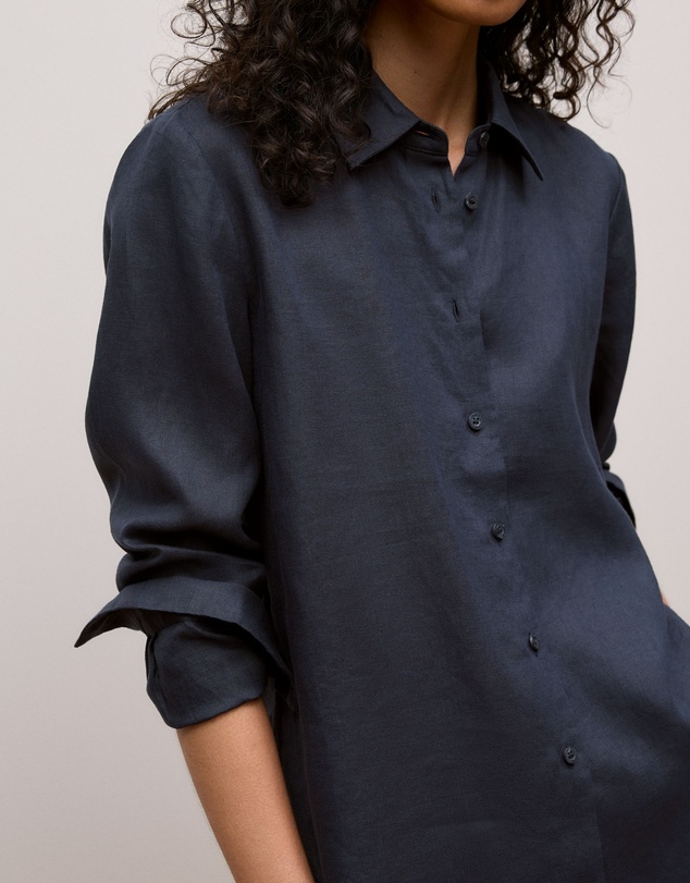 Trenery - Linen Classic Shirt in Night Sky