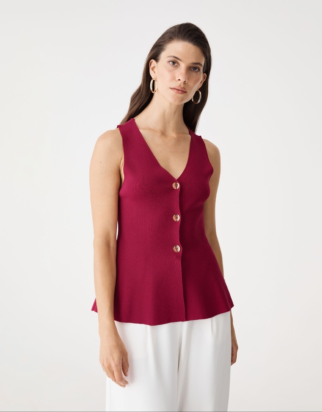 Forcast - Valerie Button Peplum Knit Top
