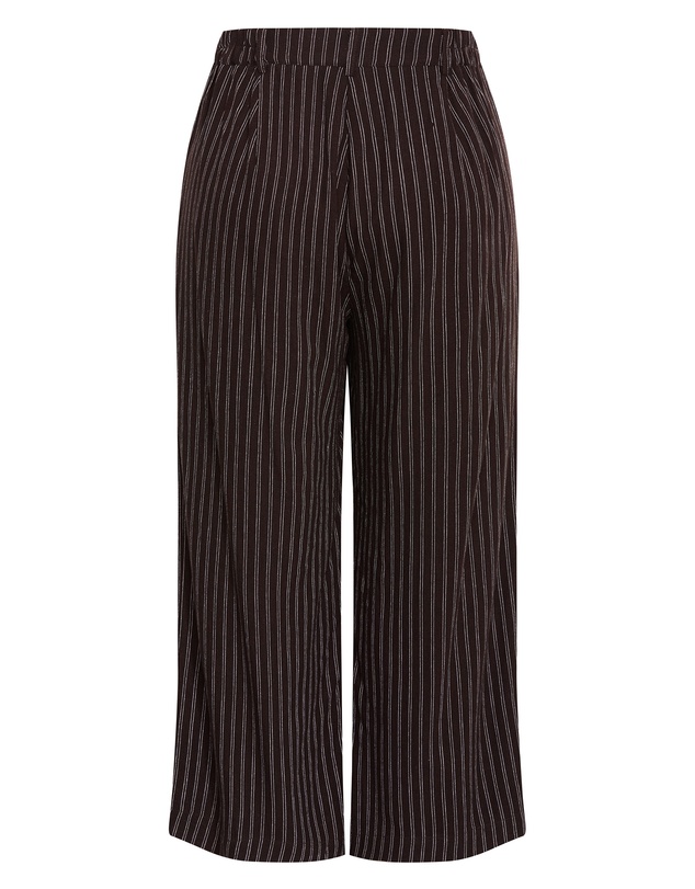City Chic - Plus size Eva Stripe Wide Leg Pant - chocolate
