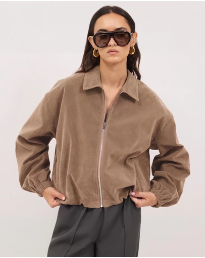 Calli - Hayden Faux Suede Bomber Jacket