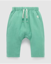 Purebaby - Slouchy Crinkle Cotton Pants -Kids-Babies